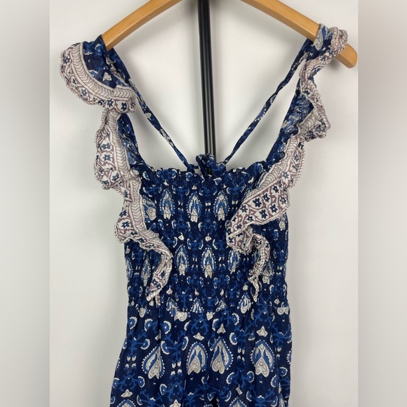 Sea New York Blue Floral Heart Boho Cotton Smocked Jumpsuit - Picture 2 of 14